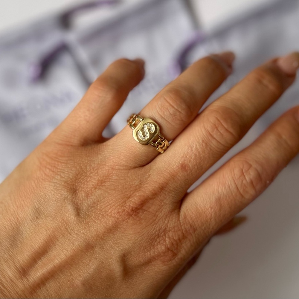 S letter fashion gold ring for woman girl